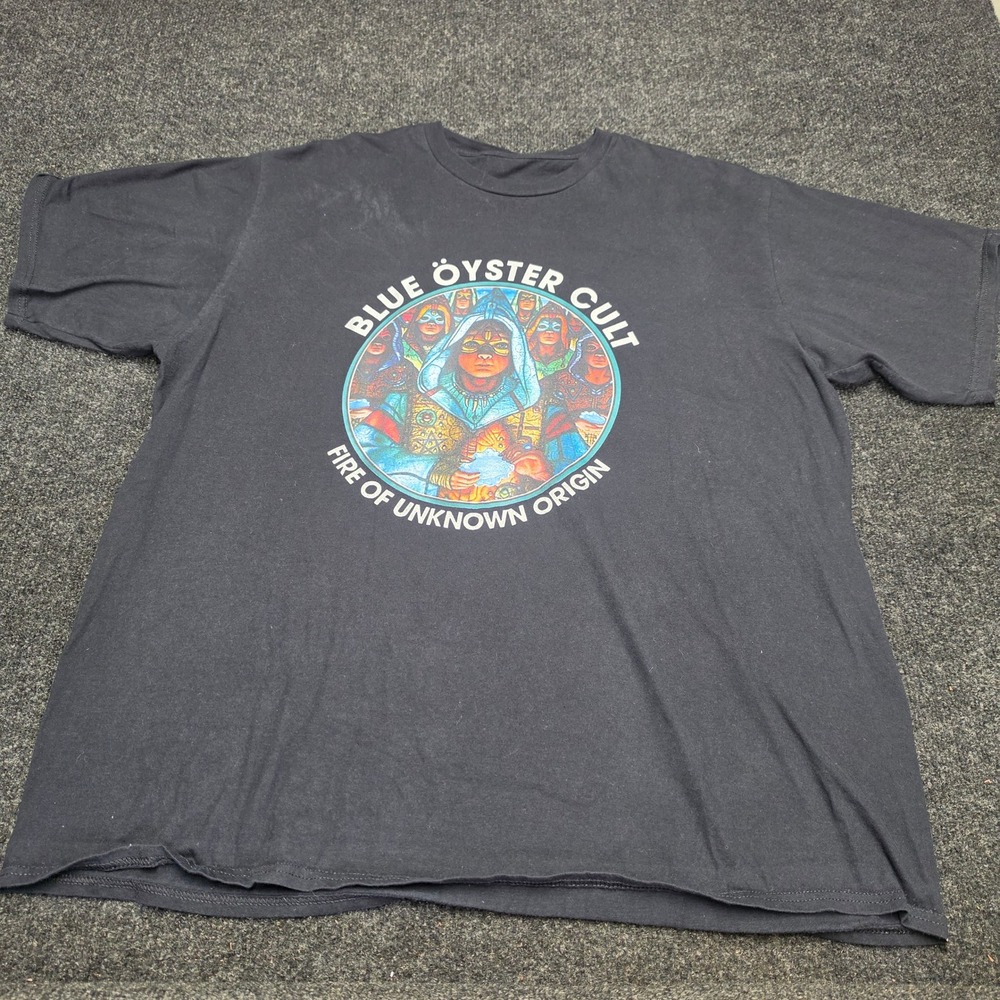 Blue Oyster Cult Fire of Unknown Origin Graphic T-Shirt Black Rock Band Tee